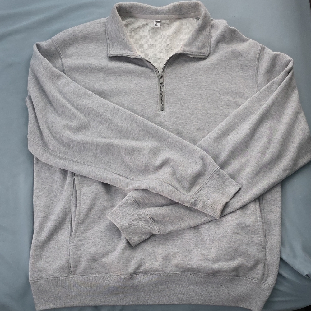 Uniqlo Men's Light Gray Zip-Up Sweater